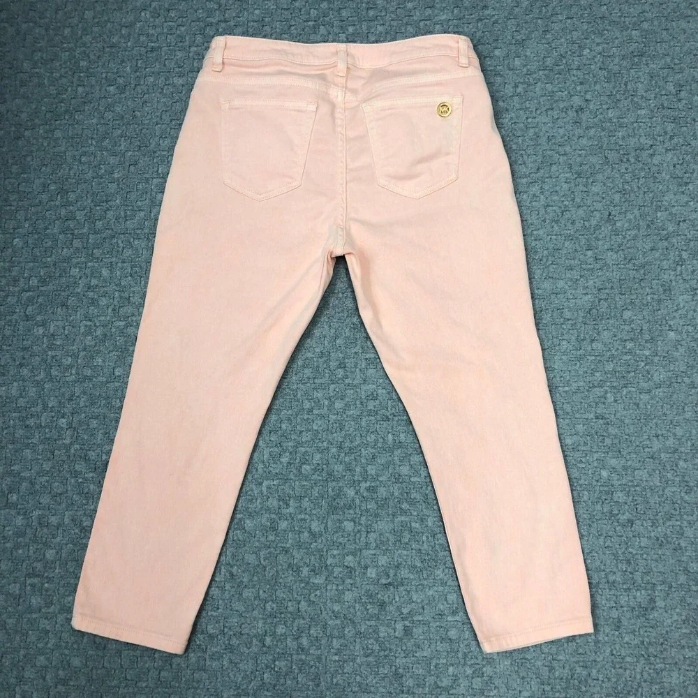 Michael Kors Pants Womens 10 Pink Izzy Cropped Skinny Jeans Stretch Casual Peach